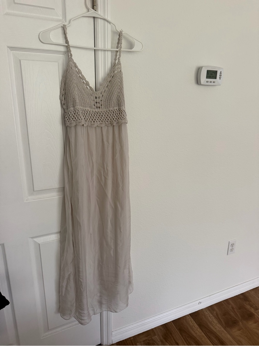 Bellambra Italy Silk Blend Boho Crochet Lace Bodice Maxi Dress Small